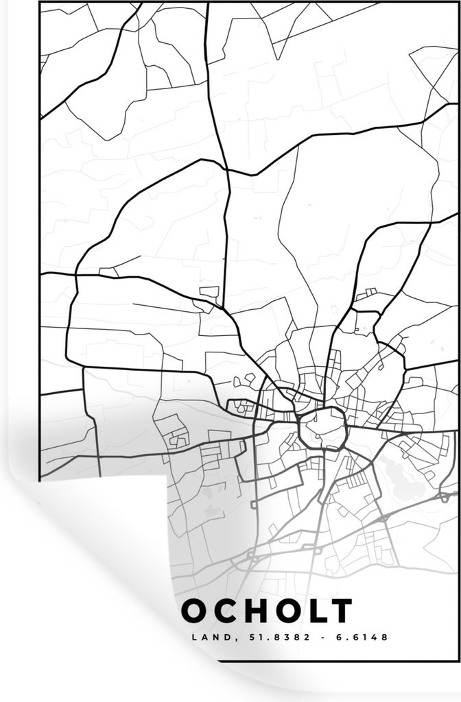 MuchoWow Wandtattoo Wandsticker Wandaufkleber Karte - Bocholt - Karte - Stadtplan 60x90 cm Selbstklebend und Repositionierbar - Sticker - Dekorfolie