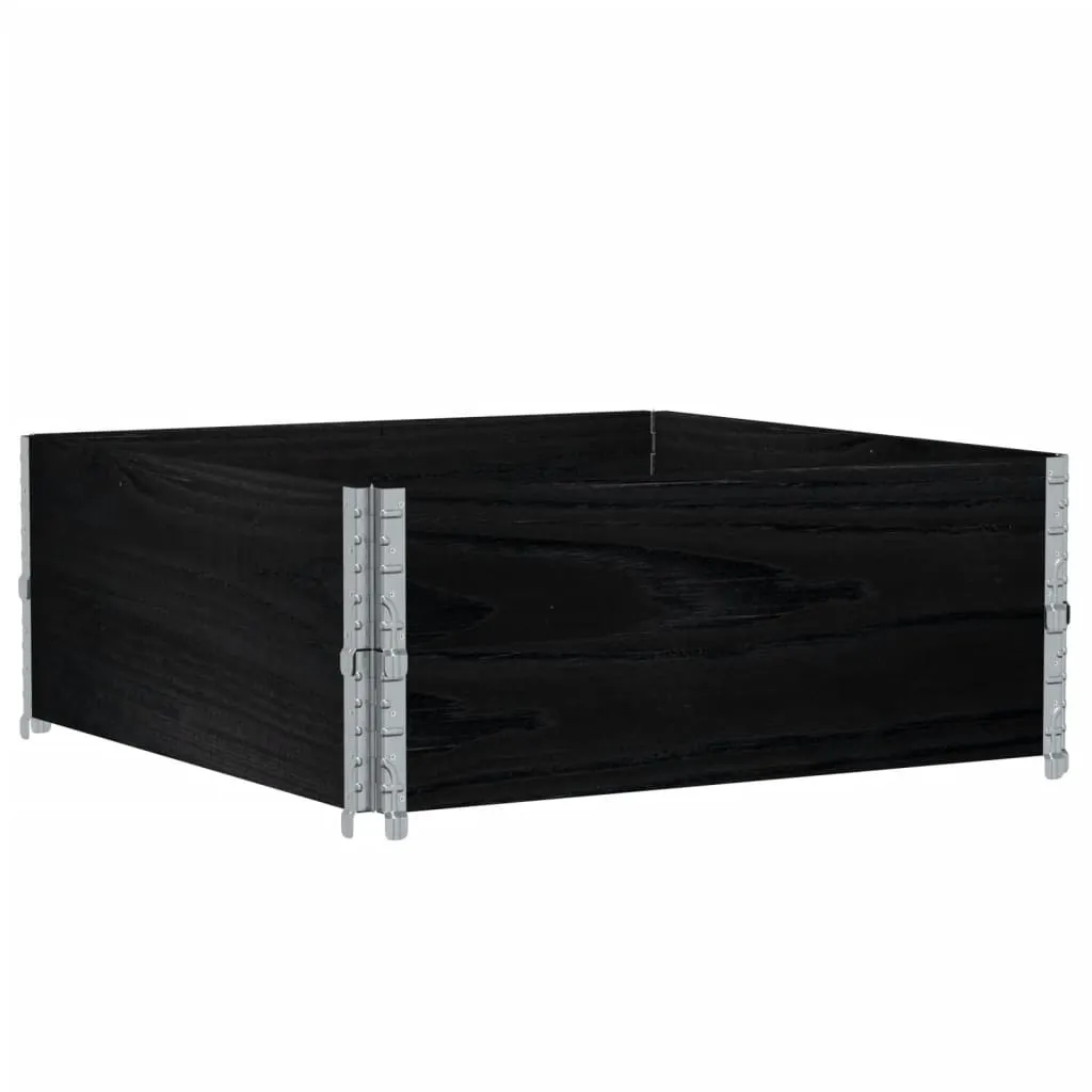 Rehausses de palettes anti-chute en bois noir 100x100 cm lot de 2