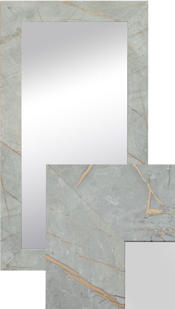 BD ART Wandspiegel Dekorativ Garderobenspiegel Ganzkörperspiegel 90x50cm Goldener Beton