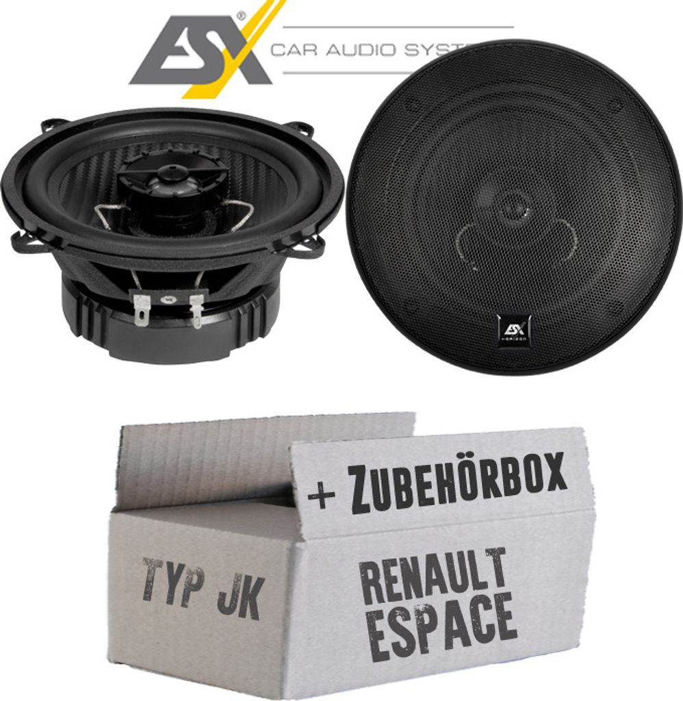 Lautsprecher Boxen ESX HZ52 HORIZON - 13cm Koax Auto Einbausatz - Einbauset passend für Renault Espace 4 JK Front Heck - justSOUND
