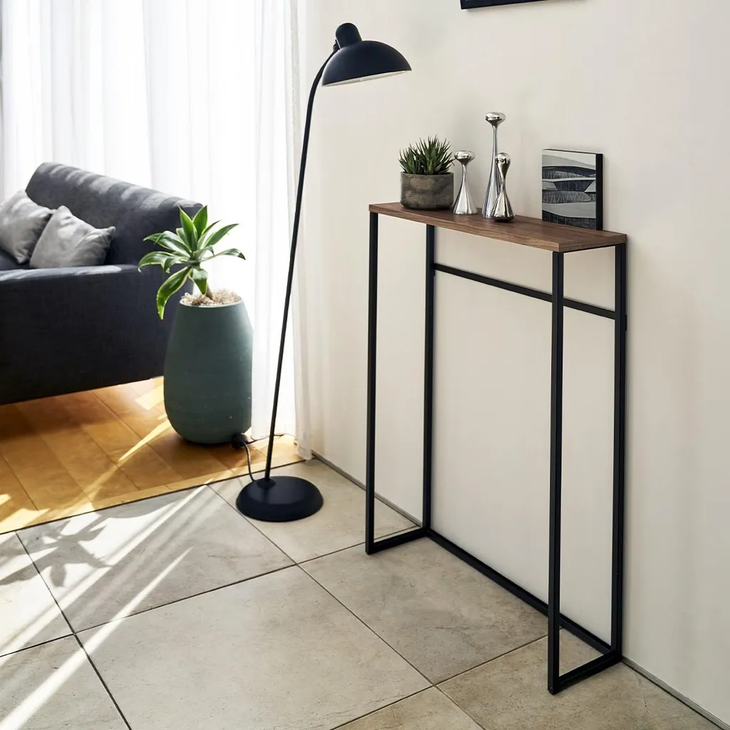 Petite console d'entrée moderne 60 cm - Finition Bois et Acier Noir