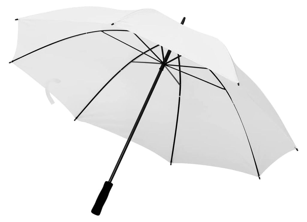 Regenschirm mit Metallstangen, tragbar, Stockschirm, Golfschirm, Partnerschirm, Automatik, Wanderschirm, Weiß, 130 cm