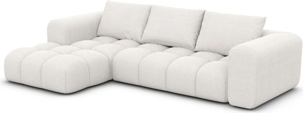 Strukturstoff L-Form Sofa Lavera Weiß Links