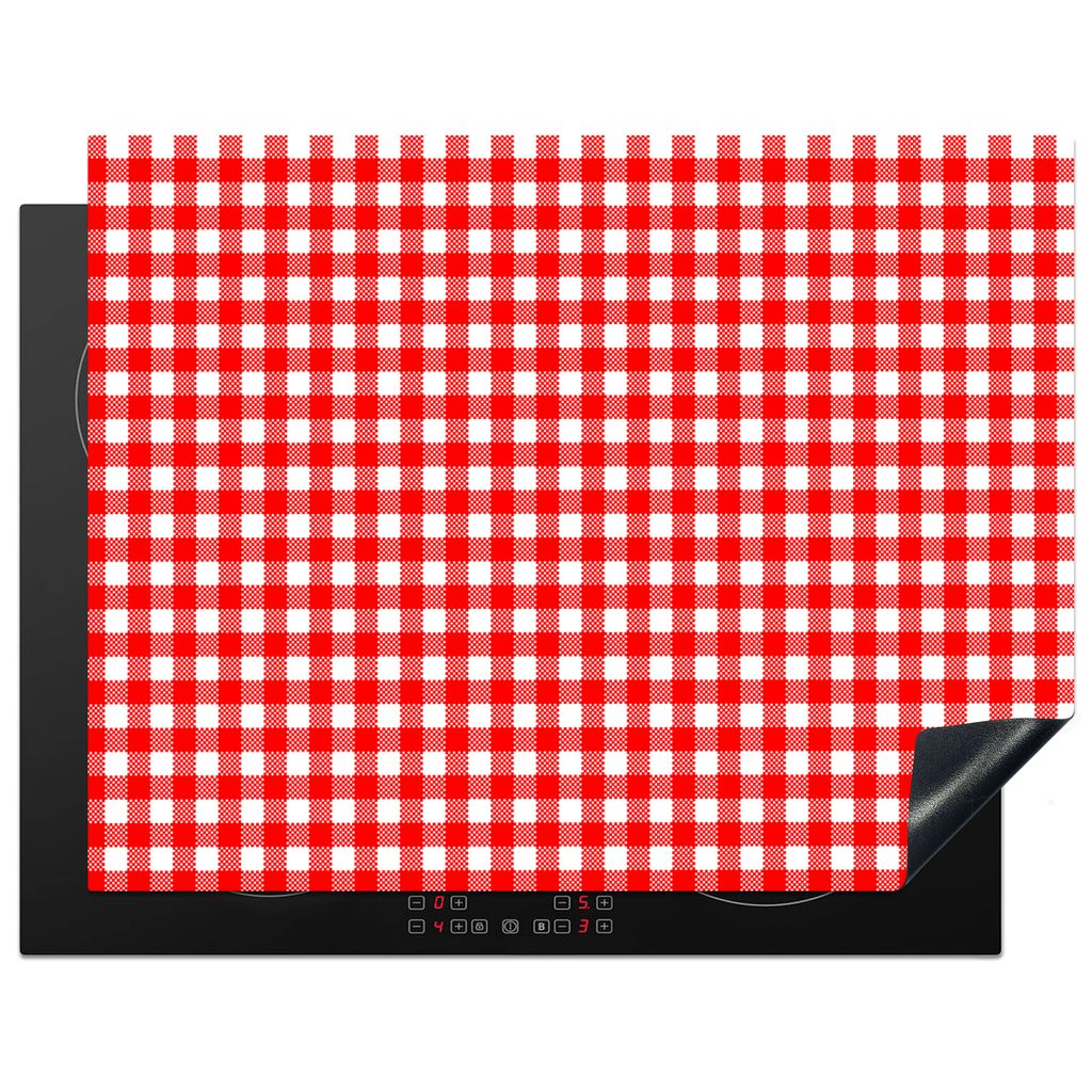 KitchenYeah Herdabdeckplatte Rot - Rustikal - Muster , 77x59cm, Küche Deko, Glaskeramikkochfeld Herdabdeckung, Abdeckplatte fùr Kochfeld