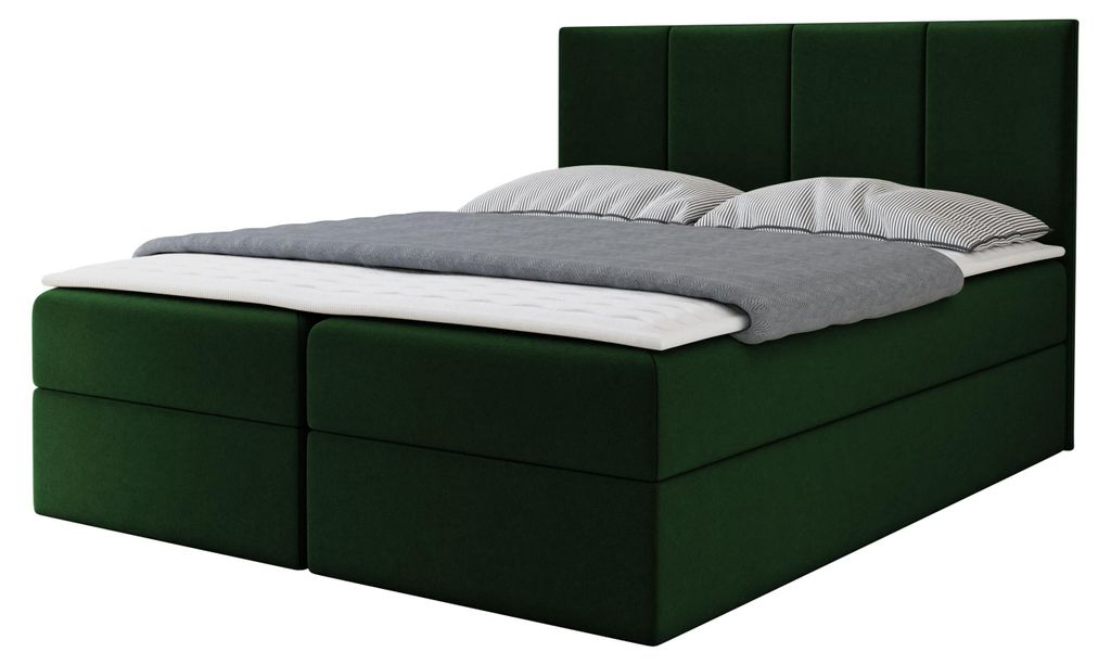 MIRJAN24 Boxspringbett Rebos, Ehebett mit zwei Bettkästen, Doppelbett mit Topper (Polo 889, Größe: 180x200 cm)
