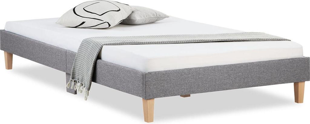 Cadre de Lit Rembourré Lit Double 120 x 200 Gris Lit Futon Image du produit 
