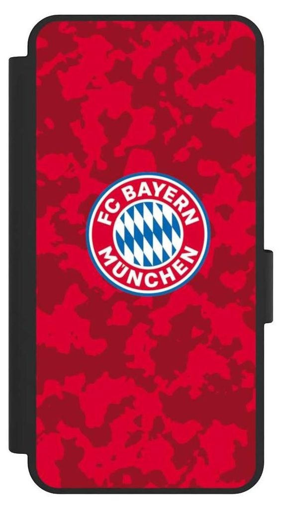 NIVOCASE Klapphülle für Samsung Galaxy S25 Edge Handyhülle aus Kunst Leder NIVOflip schwarz FC Bayern München Camouflage FCB