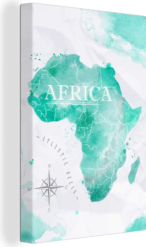 OneMillionCanvasses - Leinwandbilder - 90x140 cm, Weltkarte - Farben - Afrika, Wandbilder Kunstdruck Wanddekoration - Wandschmucke - Schlafzimmer