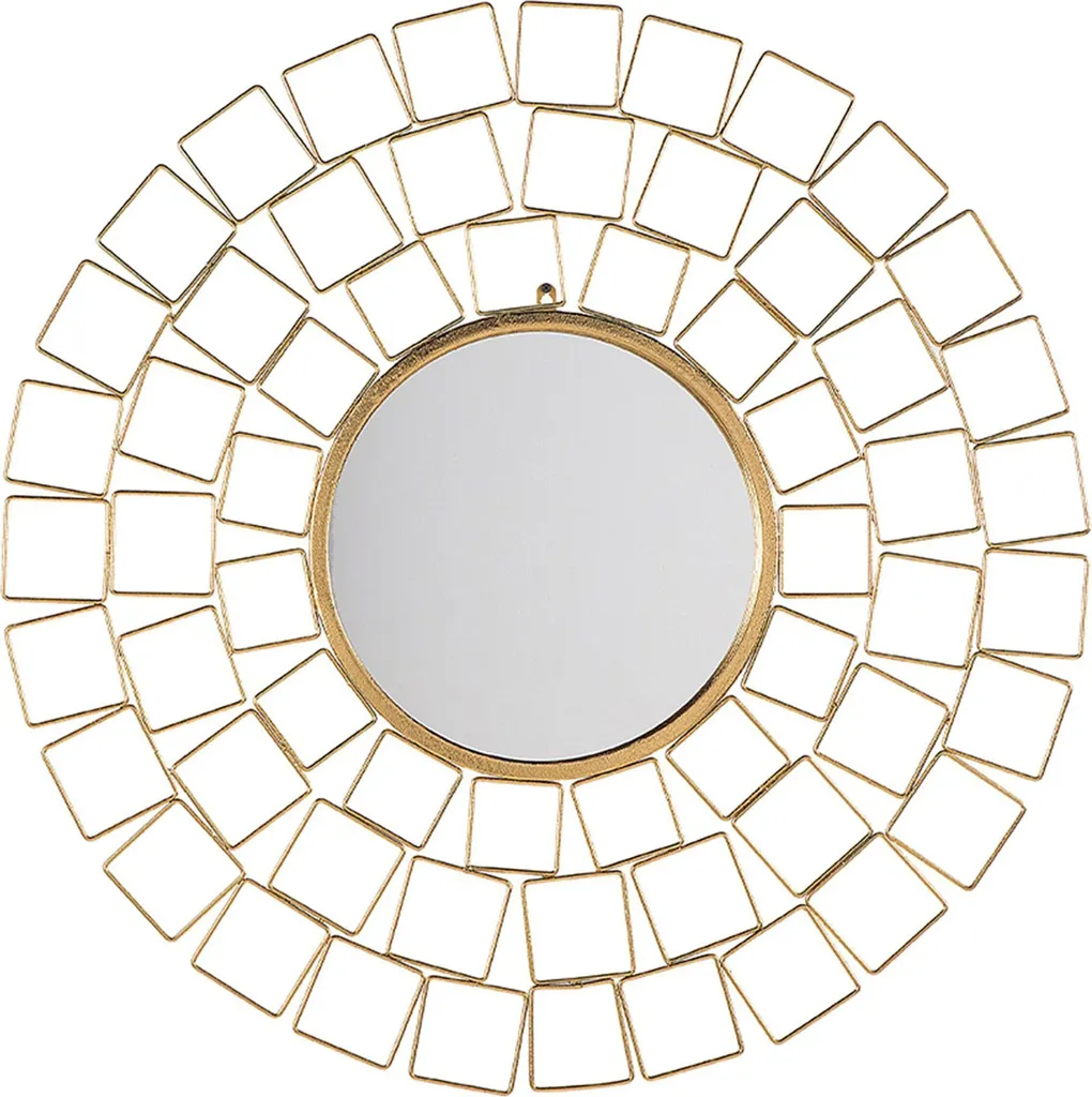 Miroir Rond Soleil Doré 90 cm en Métal pour Décoration Murale Chic Chic
