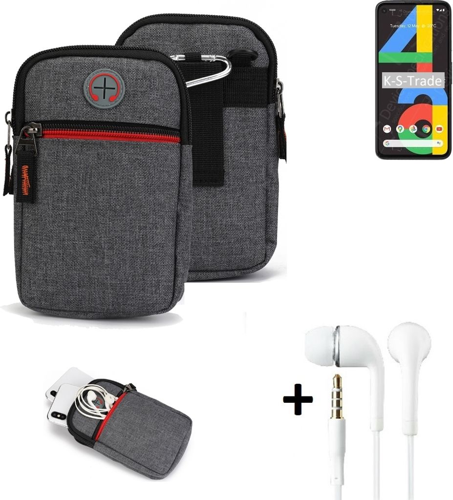 K-S-Trade Gürteltaasche + Kopfhörer kompatibel mit Doogee S58 Pro Handy Tasche Holster Schutz Hülle Handy Hülle grau Zusatzfächer 1x