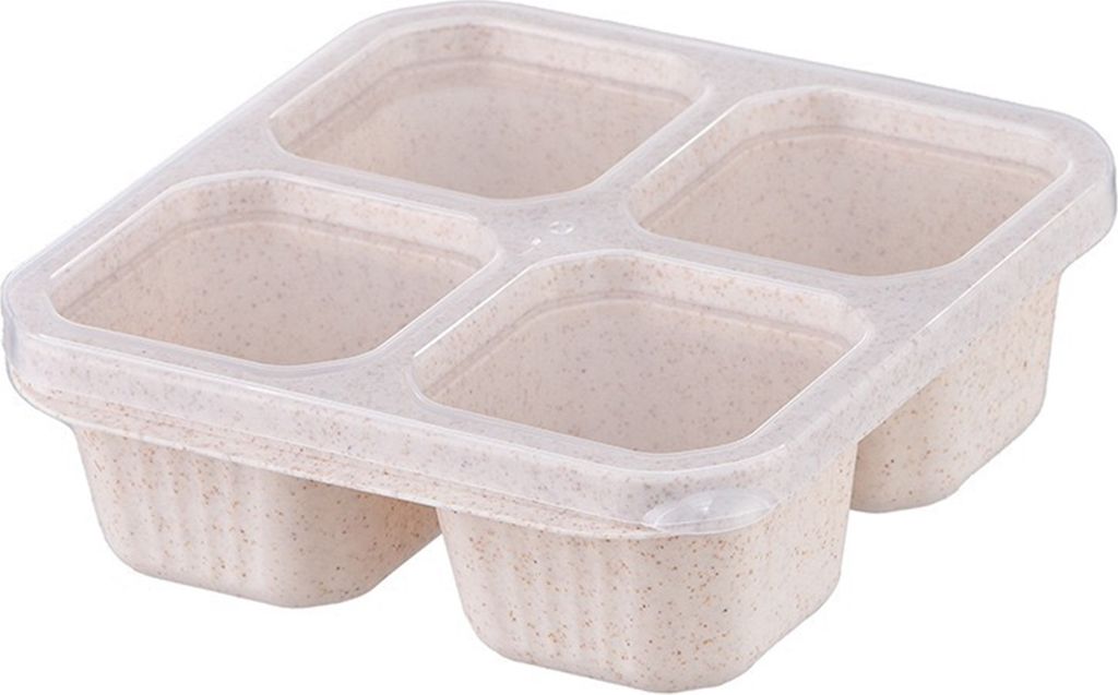 Bento-Lunchbox mit Deckel, 4 Fächer, Lebensmittelbehälter, multifunktional, für Salat, Obst, Gemüse, Snacks, Süßigkeiten, Lebensmittelzuberei...