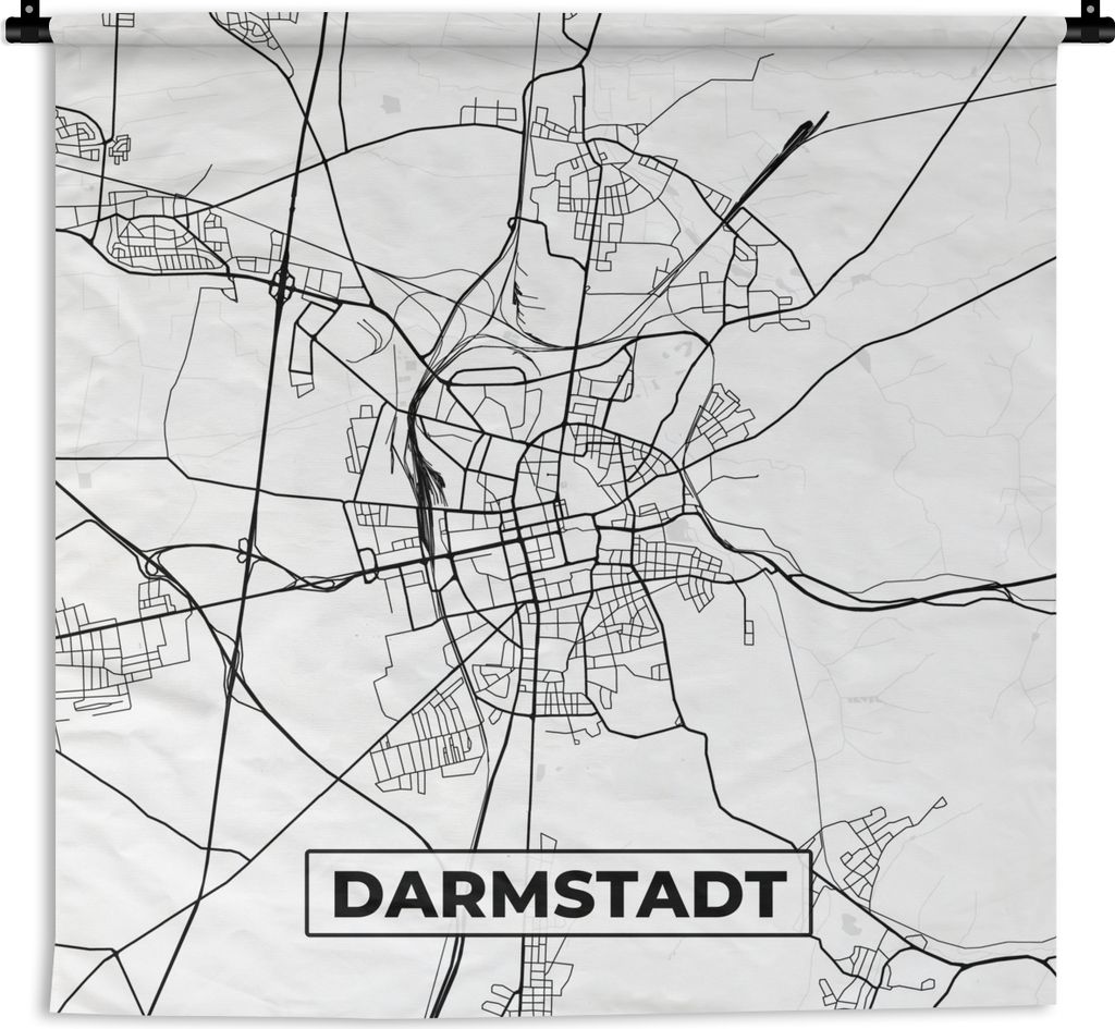 MuchoWow Wandteppich Wandbehang Karte - Darmstadt - Karte - Stadtplan 120x120 cm Tapisserie Dekoration Wandtuch - Modern - Baumwollgewebe