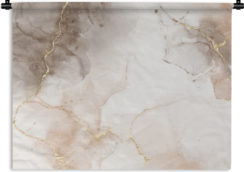 MuchoWow Wandteppich Wandbehang Marmor - Braun - Gold 150x112.50 cm Tapisserie Dekoration Wandtuch - Wanddecke - Wandteppiche
