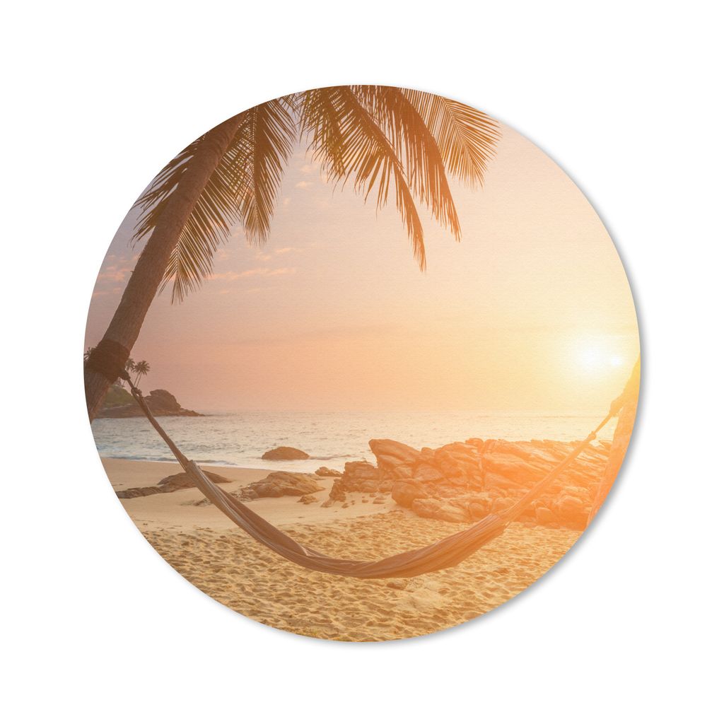 MuchoWow Mauspad Mousepad Sommer - Sonnenuntergang - Hängematte 50x50 cm - Mousepads - Maus Mat - Pad - Mausunterlage - Vinyl