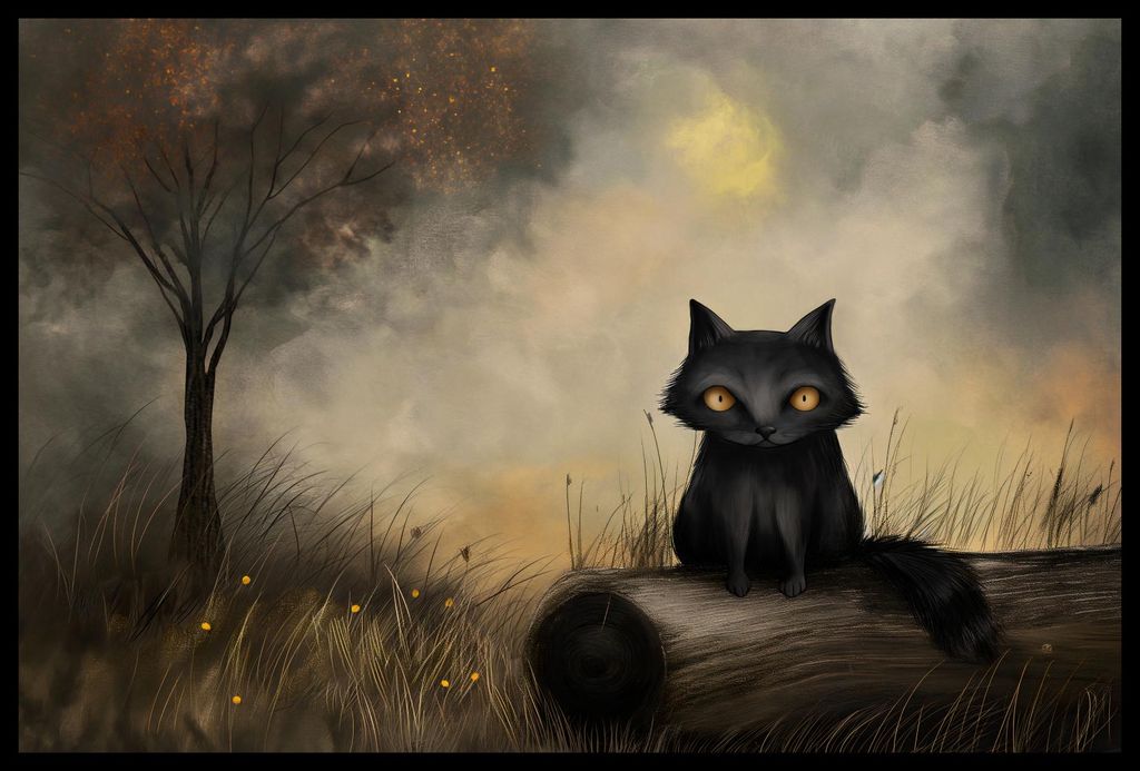 Plakat 60x40cm Schwarze Katze