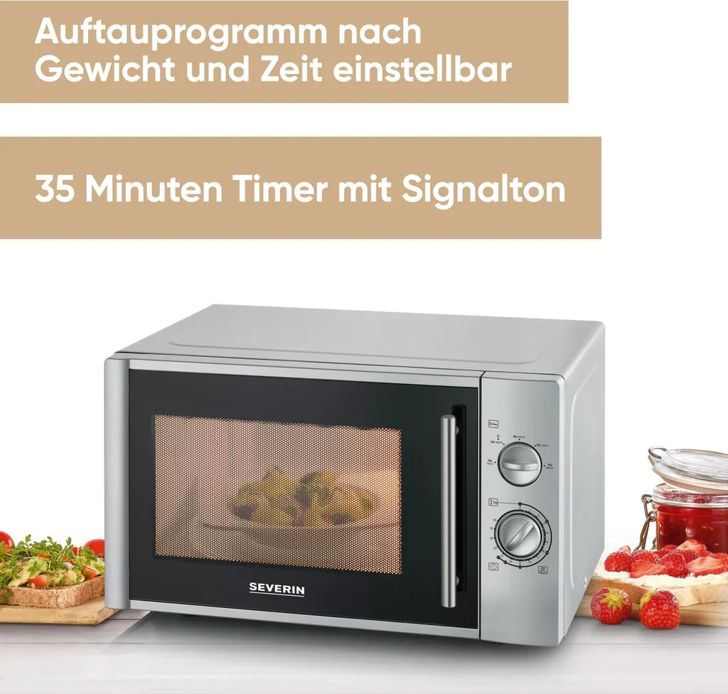 Four à Micro-ondes Severin MW7772 Argent - Cuisson Rapide et Intuitive - 12