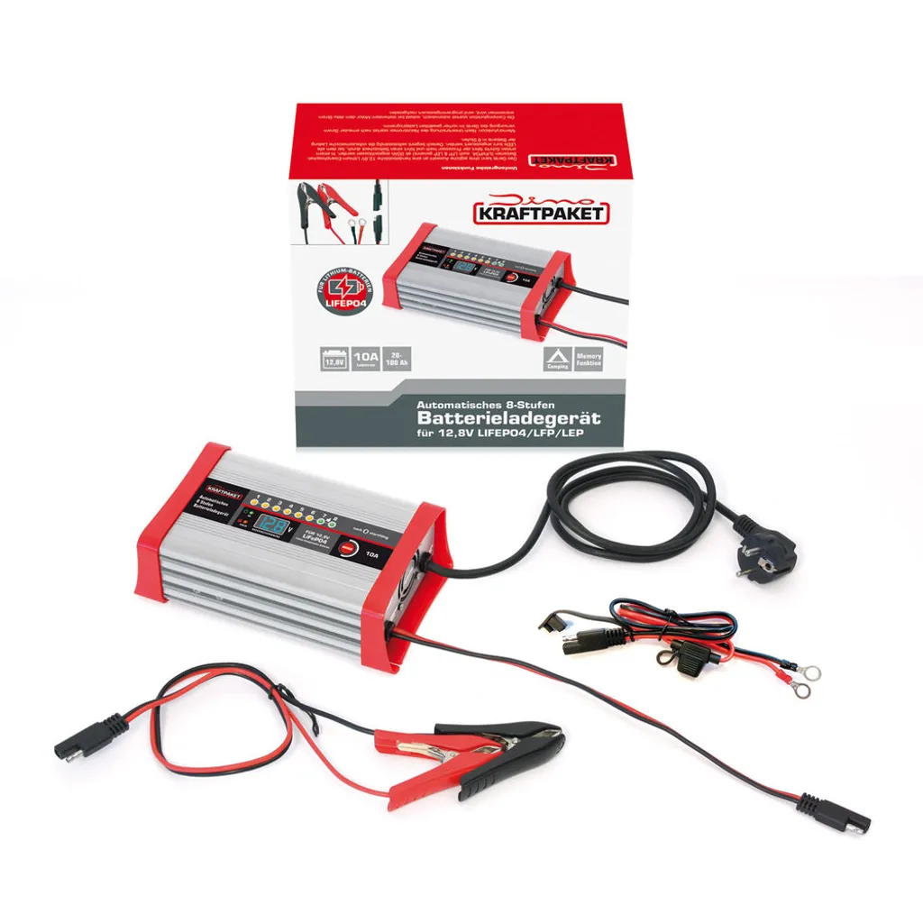 Dino KRAFTPAKET Chargeur de Batterie 12,8V 10A pour LiFePO4 et LFP - 3