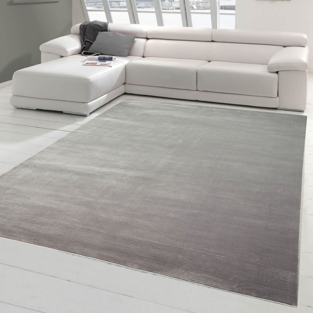 Teppich modern Kurzflor Teppich Designerteppich uni grau Größe - 120 x 170 cm