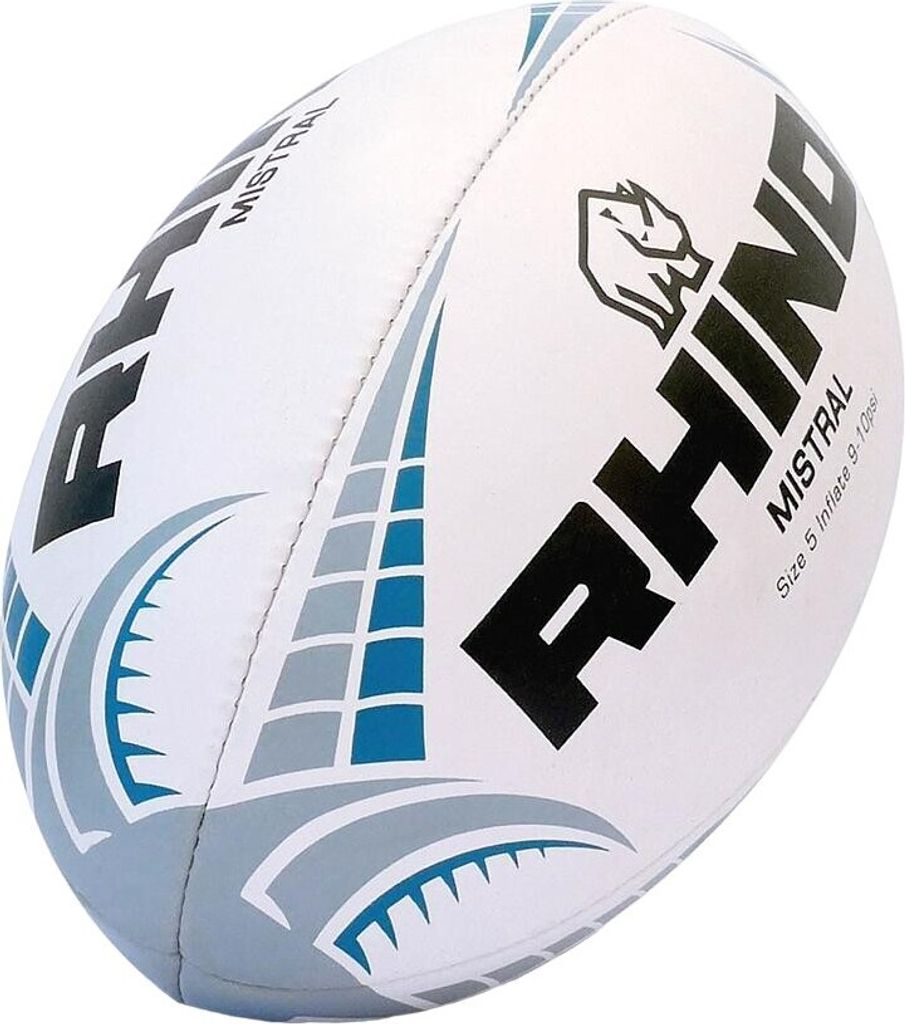 Rhino - "Mistral" Rugby-Ball RD3119 (5) (Weiß/Blau/Schwarz)