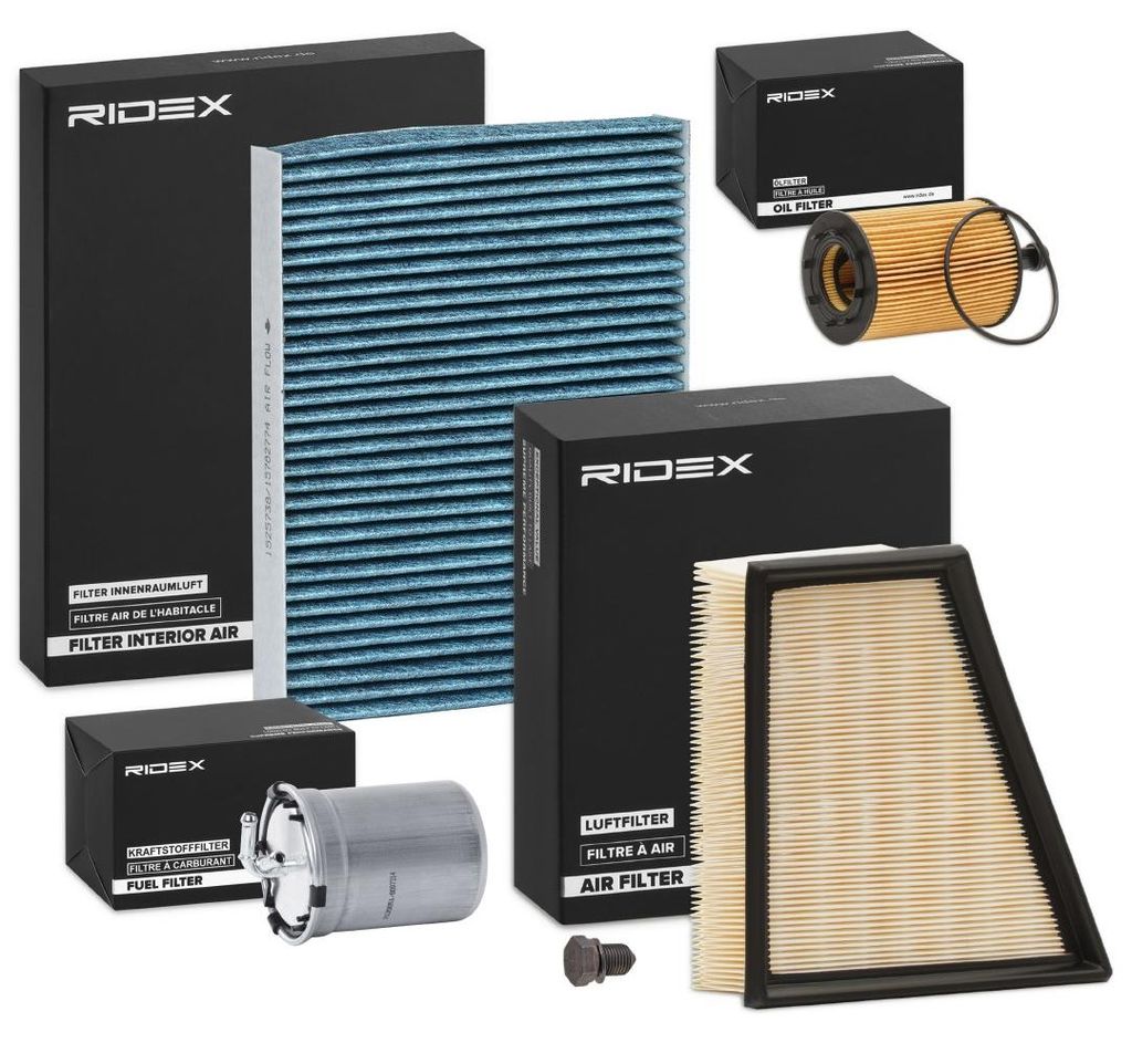 RIDEX Filterset Inspektionspaket Filtersatz für VW POLO (9N) Polo Schrägheck (6R1, 6C1) Fox Schrägheck (5Z1, 5Z3, 5Z4) für SKODA Fabia II Schr...