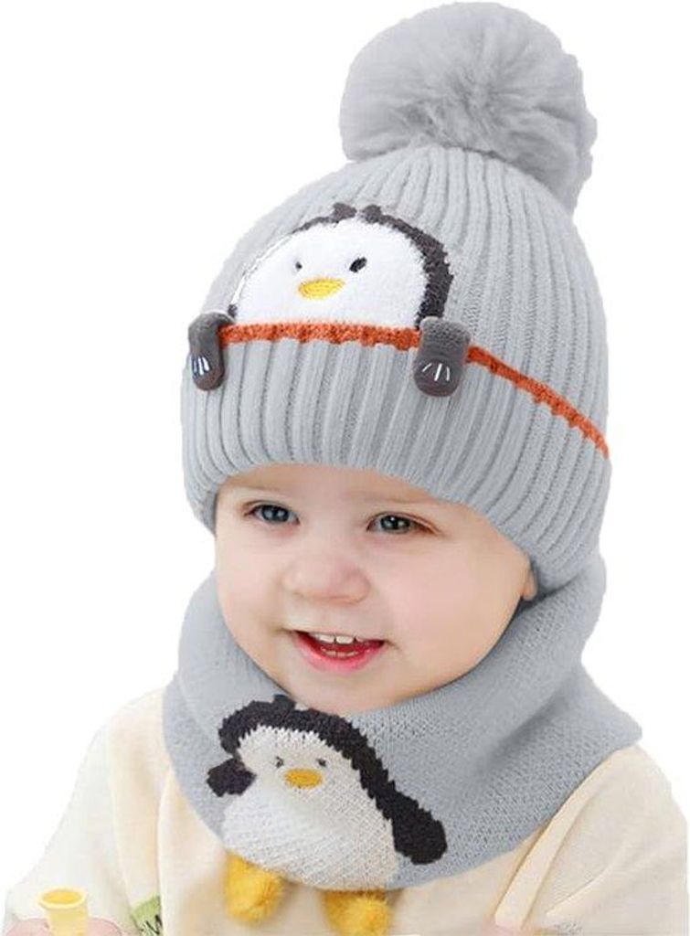 Sehr weiches Kinder Winteraccessoires-Set aus Wolle, gestrickt, mit Schal und Mütze