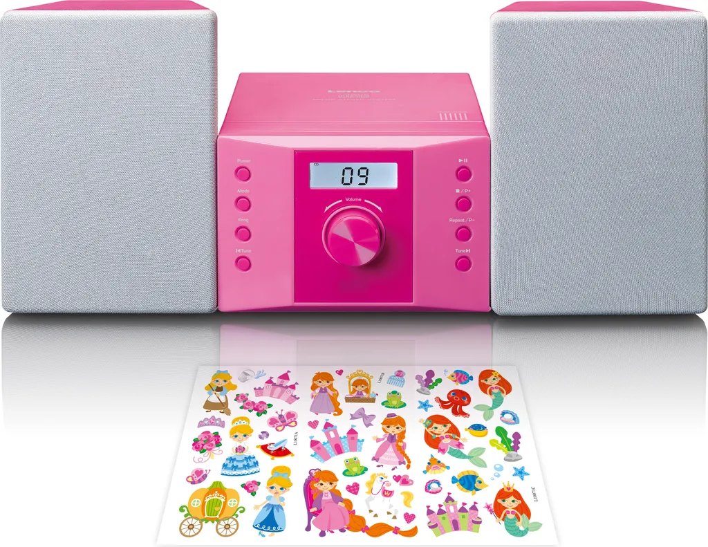 Micro Chaîne Stéréo Enfant Rose Lenco MC-013PK avec Port USB et MP3