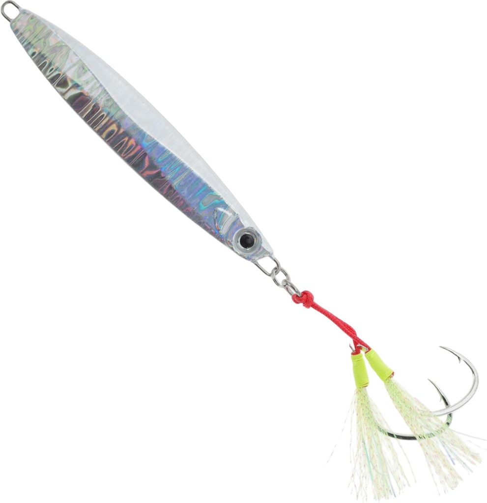 Angeln Teaser, 80g Weißfischform Angeln Köder, Flunder Rig Bucktail Teaser für Dorsch, Flunder Seebarsch Angeln Teaser, Grün Silber Ton