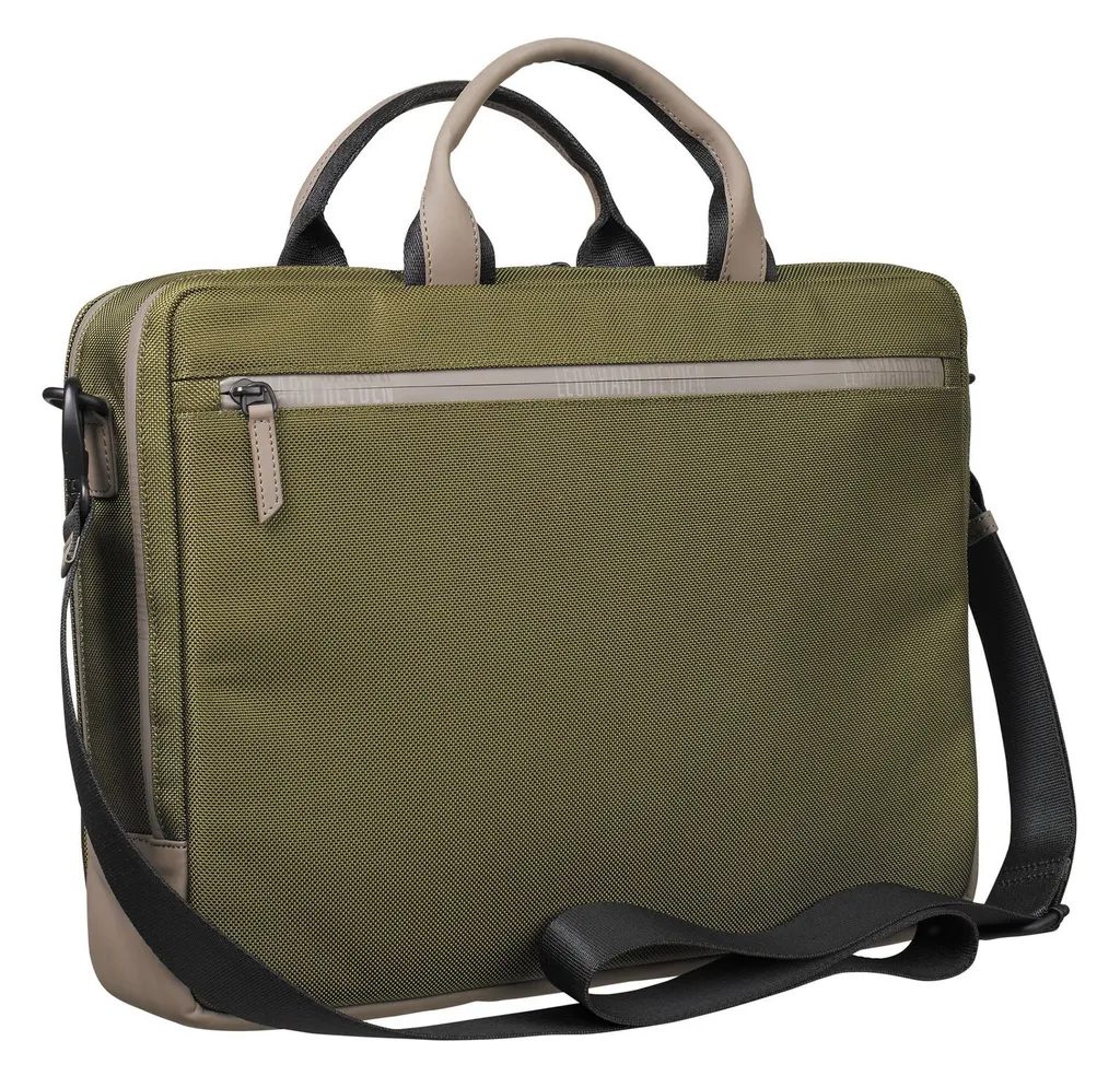 Leonhard Heyden Helsinki Sacoche Ordinateur Cuir Olive 2 Compartiments