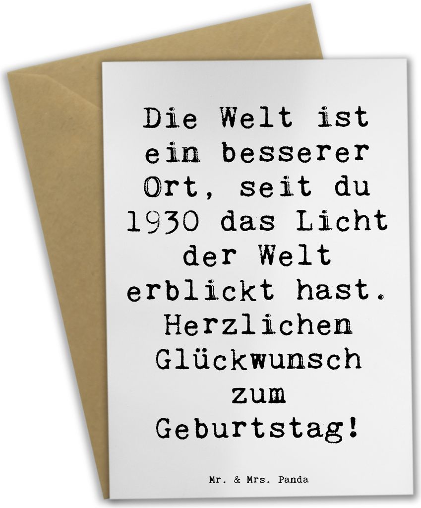 Mr. & Mrs. Panda Grußkarte Spruch 1930 Geburtstag - Weiß - Produktbild 
