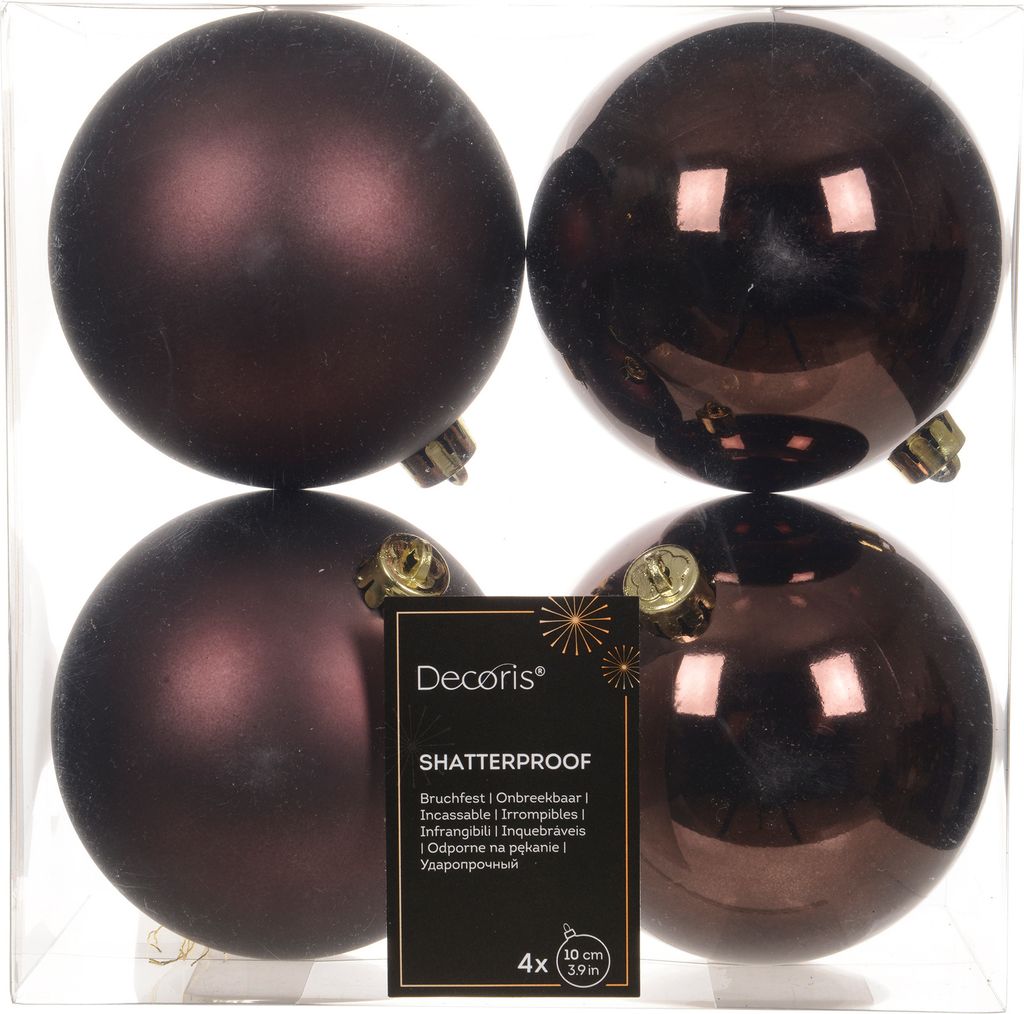 Weihnachtskugeln Kunststoff 10cm 4 Stück - Schwarze Trüffel Produktbild 