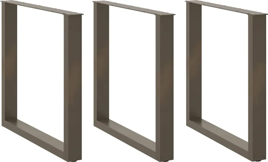 Gambe del tavolo da pranzo a U 3 pz. Acciaio naturale 90x(72-73) cm Acciaio