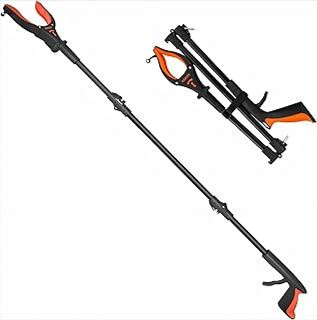 Kekoy 112cm Greifer Mit Licht, Faltbare Greifer FüR Senioren, MüLlzange Greifzange Drehbarer Kopf, Greifhilfe FüR Senioren Mit Magnet, Langer Gr...