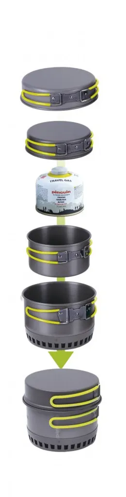 Set de couverts Pinguin Quadri X gris, kit repas camping complet
