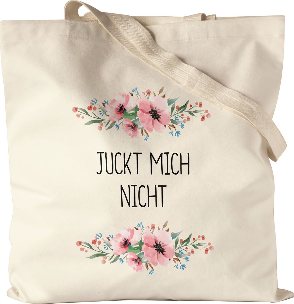 Juckt mich nicht Jutebeutel Stoffbeutel Canvas lustig sarkastisch humorvoll Beutel mit Blumen Motiv Geschenk