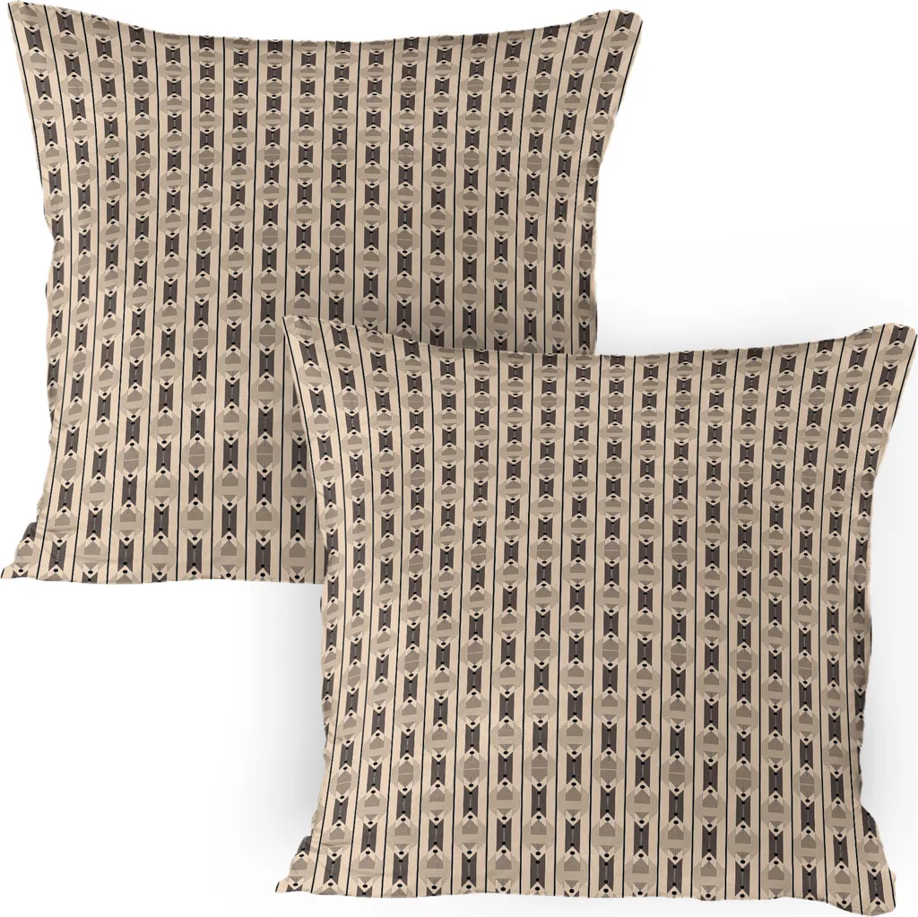 Set 2 Federe ABAKUHAUS 80x80 cm Beige Microfibra Zig Zag Moderna