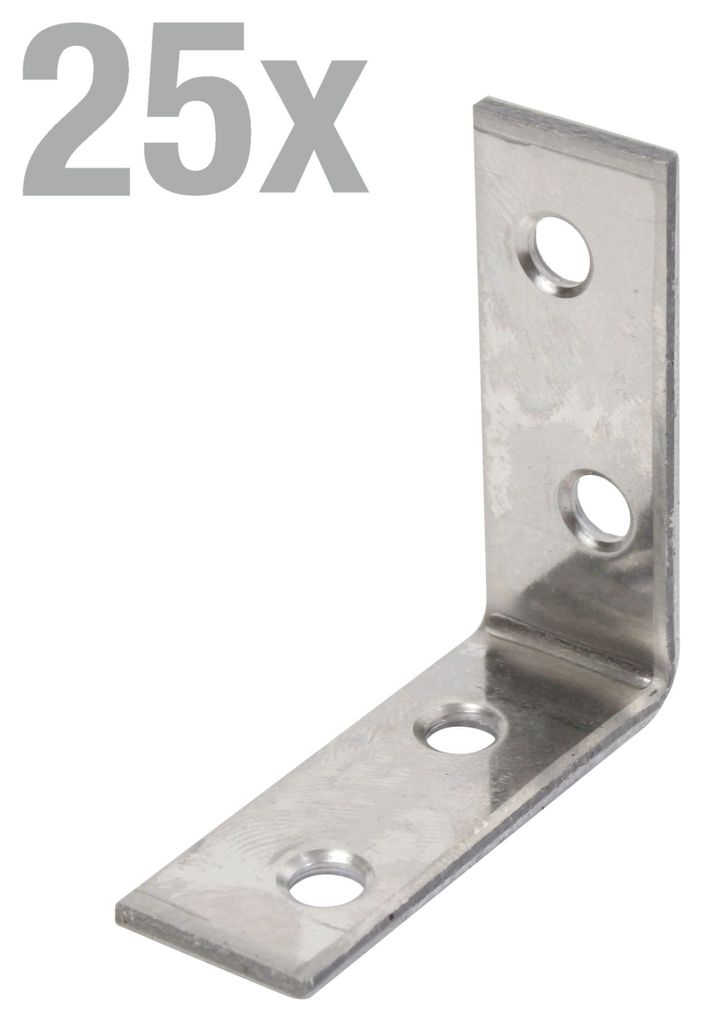 Alberts 25 x Stuhlwinkel 75x75x16mm, Edelstahl, Möbel- und Eckwinkel