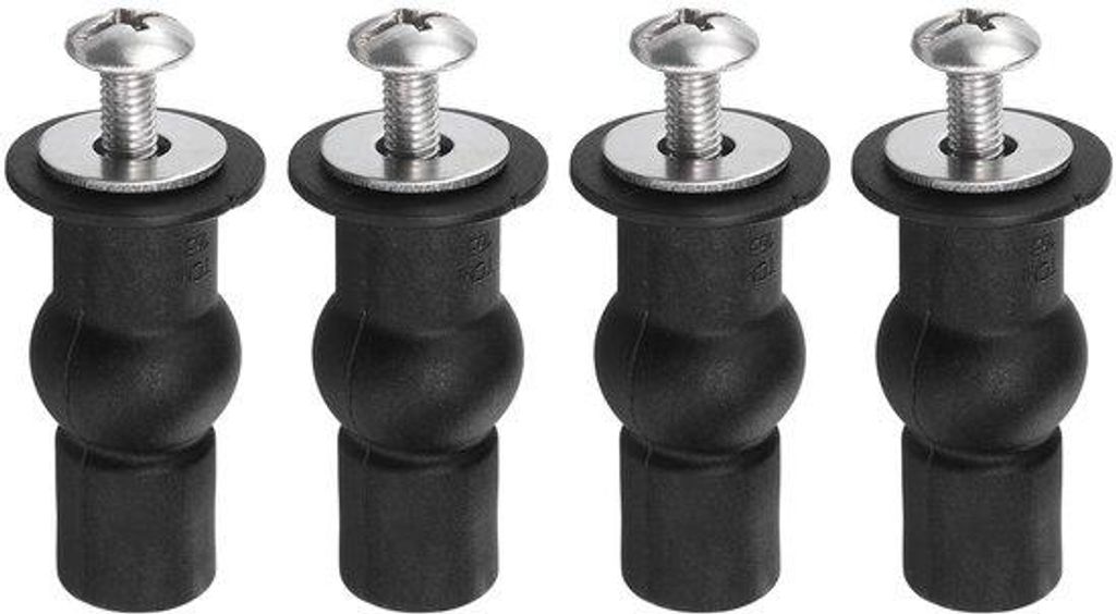 Toiletbrilscharnier-Set M6, 4-teilig, inkl. Schrauben, Scharnierbouten, Toiletbrilbefestigungen für den Aufbau des Toilettenhochteils (Ringdurchme...
