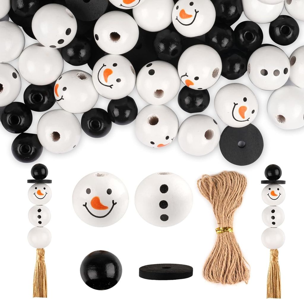 120 Stück Natur Holzperlen für Weihnachten – 20mm Produktbild 