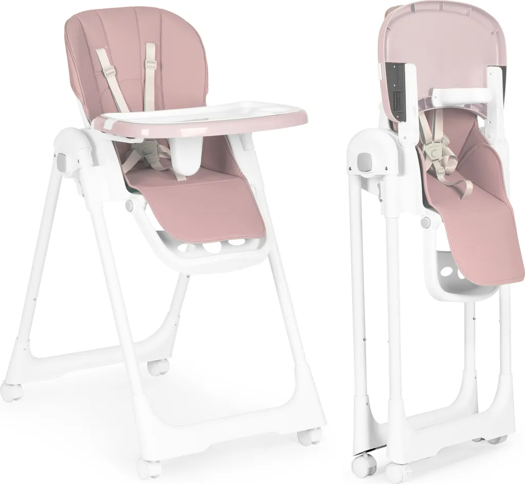 Seggiolone Professionale Rosa: Altezza Variabile e Doppio Vassoio