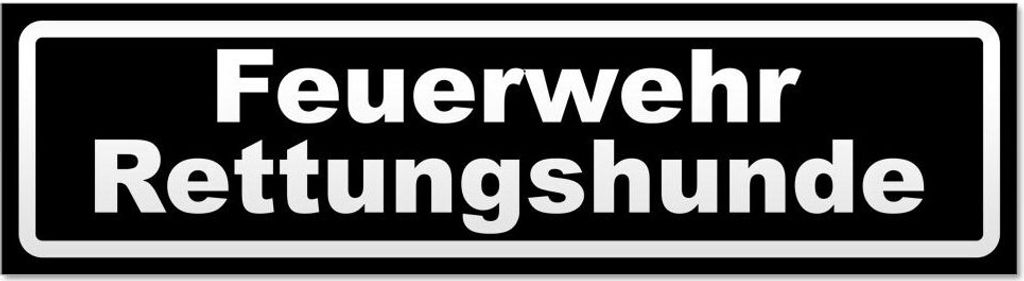 Kiwistar Feuerwehr Rettungshunde invertiert Magnetschild Schild magnetisch - 20cm Schwarz - Magnetfolie für Auto PKW Kfz