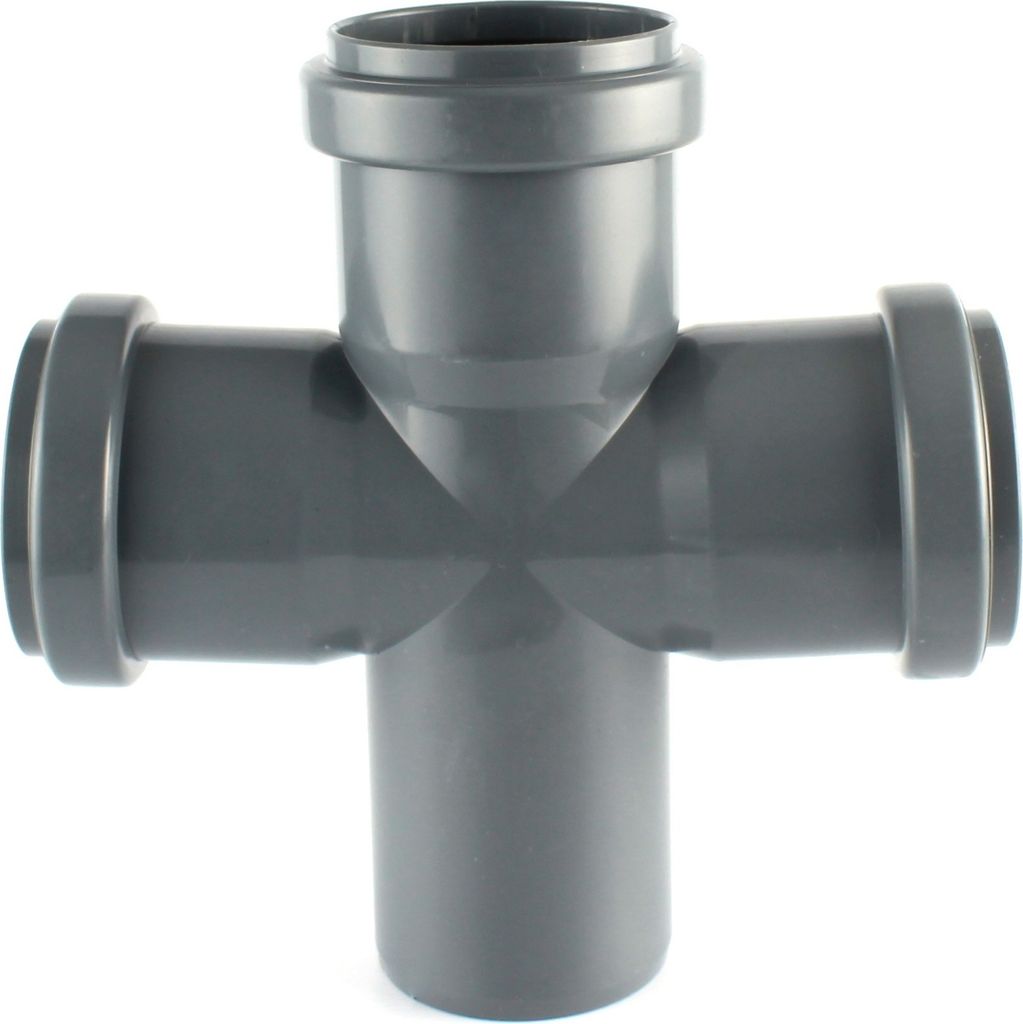 HT Rohr Doppelabzweig PP DN 50 110 Doppelverbindung 90° Formstück grau DN 110/110/110