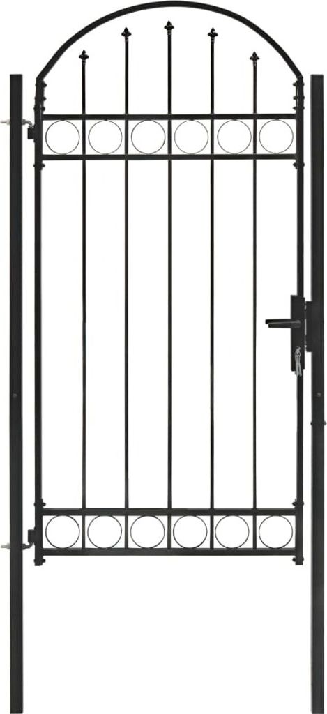 "2026 Promotion" Zauntor mit Gewölbter Spitze Stahl 100x250 cm Schwarz - Gartentore CC1104