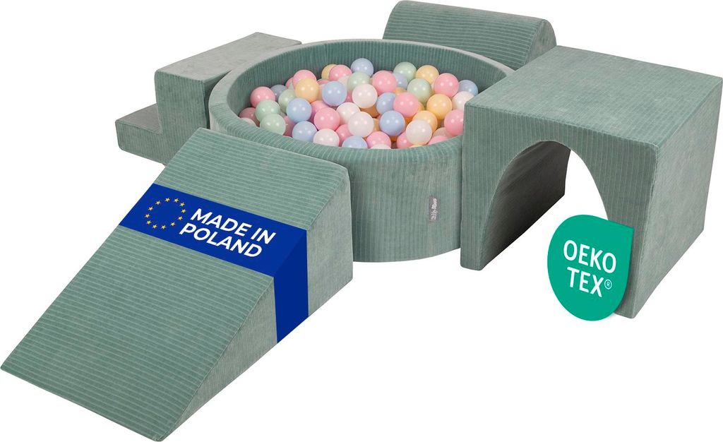 KiddyMoon Spielplatz Aus Schaumstoff Für Kinder Mit Bälle Waschbare Bezug