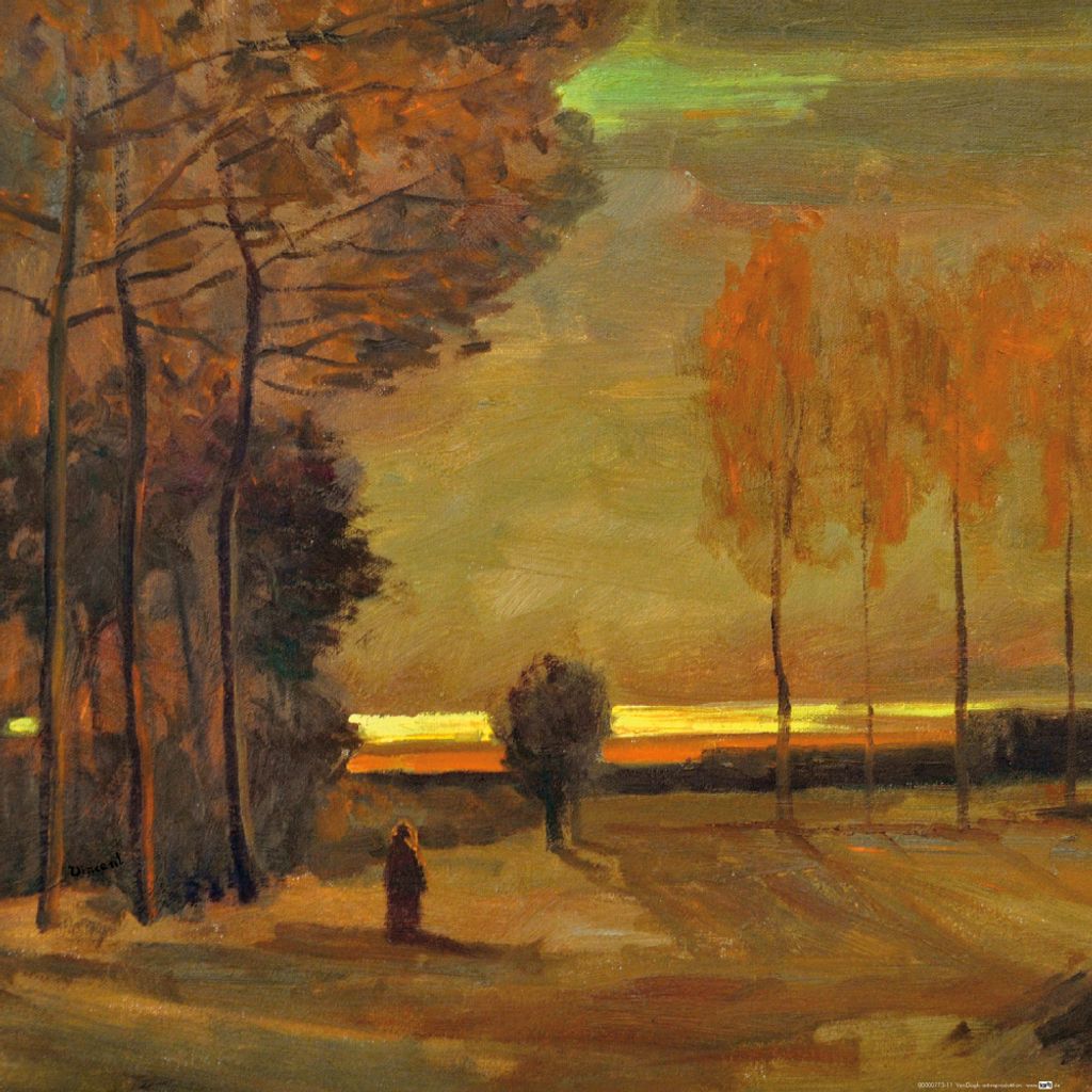 Vincent Van Gogh Kunstdruck Bild - Herbstlandschaft In Der Abenddämmerung, 1885 (40 x 40 cm)