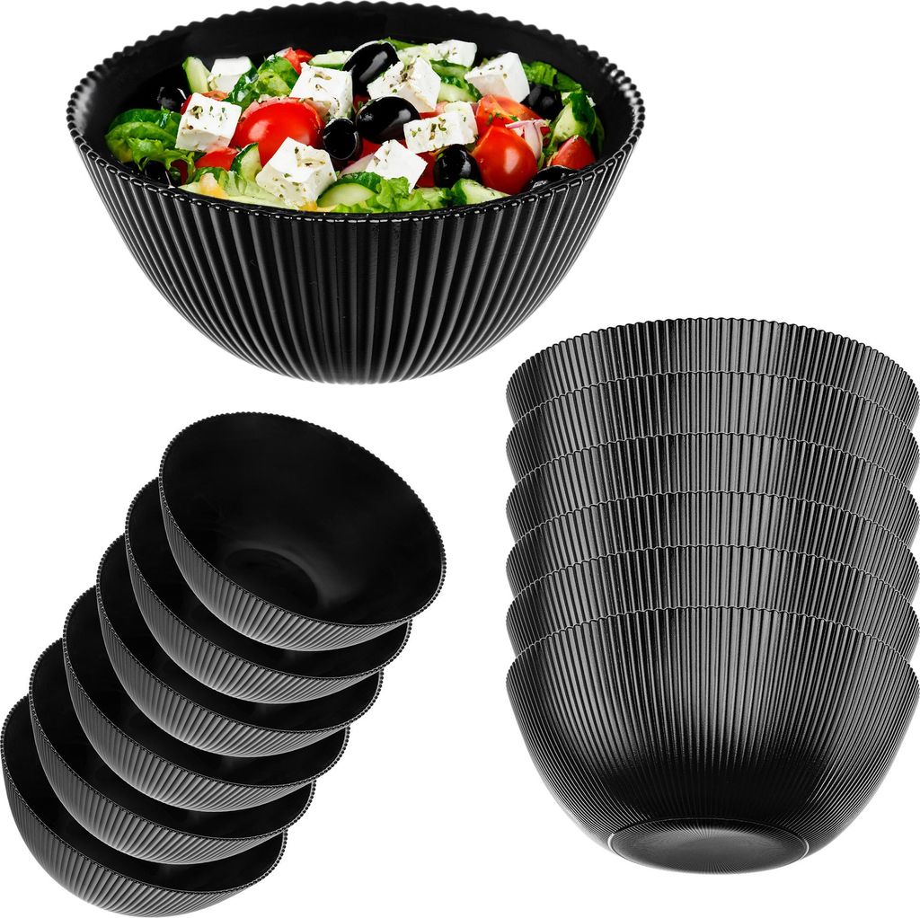 KADAX Salatschüssel 20 cm, 6er Set, schwarze Schüssel aus Opalglas, ideal als Müslischalen, Suppenschalen, Salatschalen, Dessertschalen oder Ser...