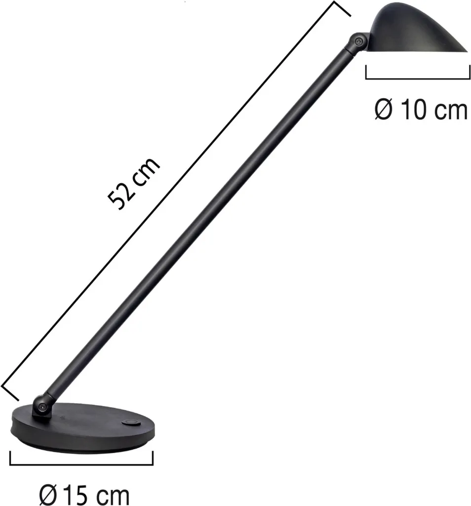 Lampe de table LED Unilux JACK noire avec port USB intégré pour bureau