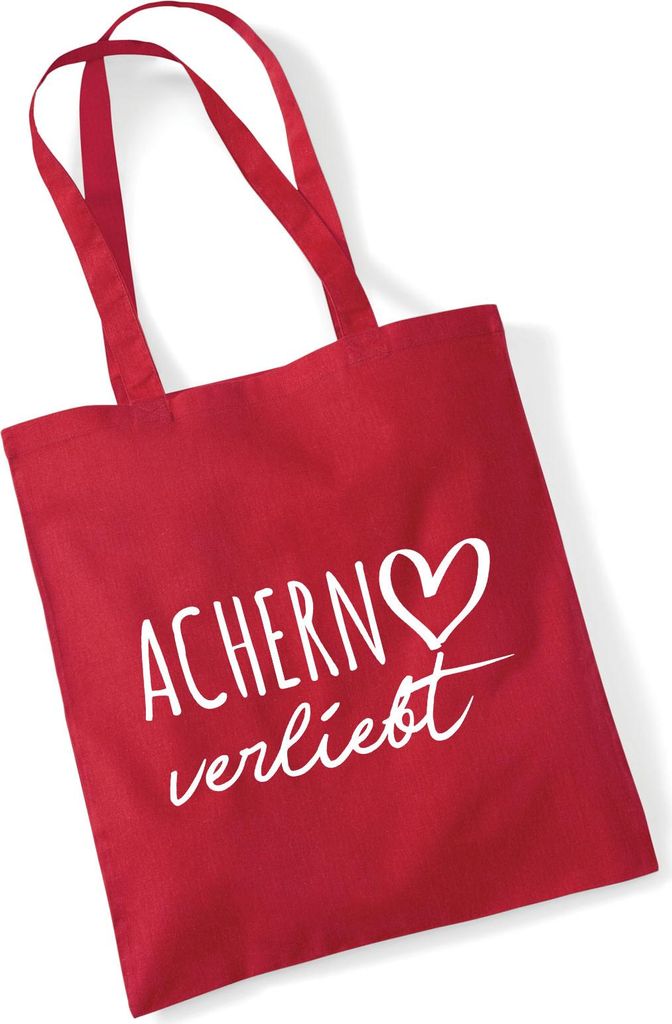Huuraa Jutebeutel Achern verliebt 10 Liter Classic Red Baumwolle Tasche Geschenkidee