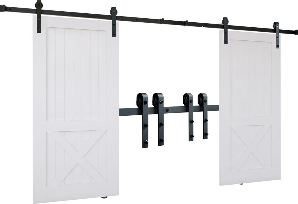 SucceBuy 8-Fuß-Schiebetür-Beschlagsatz – 330 Pfund schwere Hochleistungsschiene für Doppeltüren, passend für 3,7–4,3 Fuß breite, 1,3–1,...
