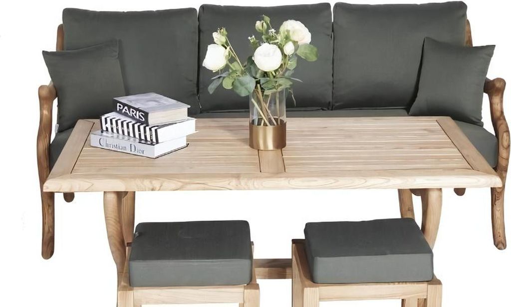 Garten Terrasse Möbel Set Sofa 3 Sitzer Holz Esstisch Modernes Gartenmöbel