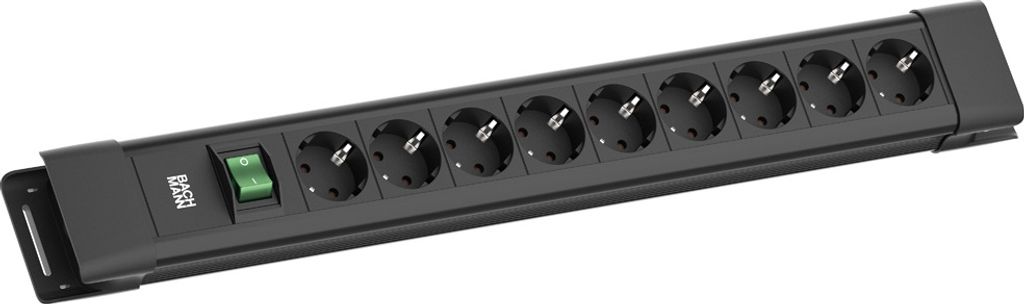 BACHMANN CONNECTUS 9xCEE7/3, 1xSchalter 2,0m CEE7/7 Schwarz